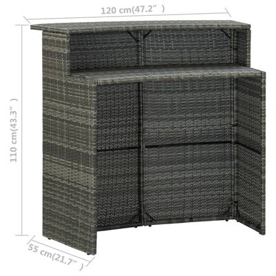 vidaXL 5-dijelni vrtni barski set s jastucima sivi