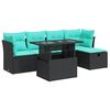 vidaXL 6-dijelni set vrtnih sofa s jastucima crni od poliratana bagrem