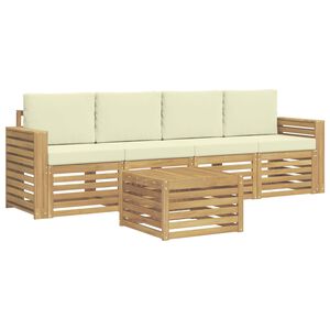 vidaXL Set vanjskih sofa 5 kom. Bijela i krem Poliester
