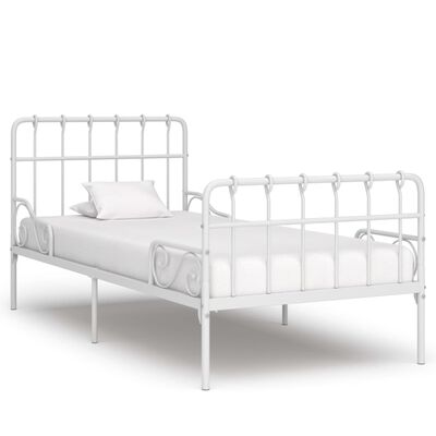 vidaXL Okvir za krevet s podnicama bijeli metalni 90 x 200 cm