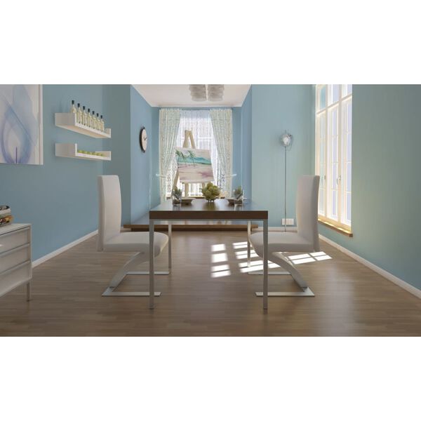 vidaXL Blagovaonske stolice od umjetne kože 2 kom bijele