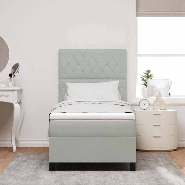 vidaXL LED Box Spring Krevet Svijetlo siva 100 x 200 cm tkanina