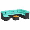 vidaXL 9-dijelni set vrtnih sofa s jastucima crni od poliratana