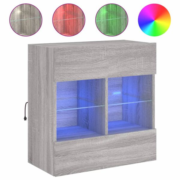 vidaXL Zidni TV ormarić s LED svjetlima boja hrasta 58,5x30x60,5 cm