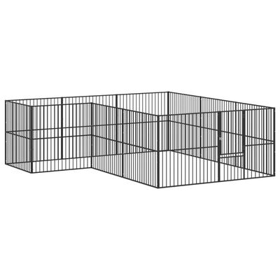 vidaXL Ograda za pse s 12 panela crna od pocinčanog čelika