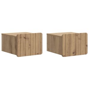 vidaXL Noćni ormarić za montažu na zid s ladicama 2 pcs Hrast artisan