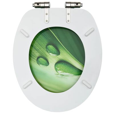 vidaXL Toaletne daske s poklopcem 2 kom MDF zelene s uzorkom kapi vode