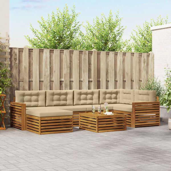 vidaXL Set vanjskih sofa s jastukom 7 pcs Prirodna i bež