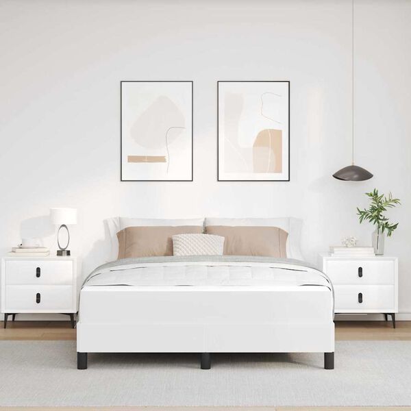 vidaXL Krevetna konstrukcija Čista bijela 140 x 190 cm tkanina