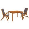 vidaXL 3-dijelni vrtni blagovaonski set Prirodna Čvrsto drvo akacije