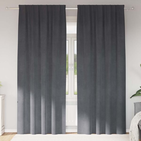 vidaXL Zavjese za zamračivanje 2 pcs Svijetlo siva 140 x 245 cm Bar&scaron;un
