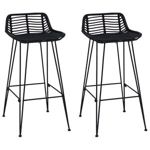 vidaXL Barski stol 2 pcs Crna 44 x 46 x 91 cm Ratan i Čelik