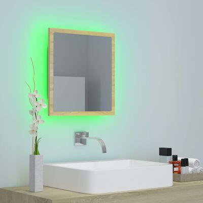 vidaXL LED kupaonsko ogledalo boja hrasta sonome 40x8,5x37 cm akrilno