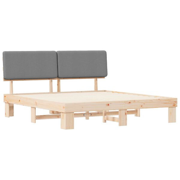 vidaXL Krevetni okvir s tapiciranim uzglavljem Svijetlo siva