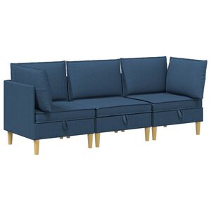 vidaXL Modularni set sofe sa skladi&scaron;tem 3 kom. Plava Tkanina