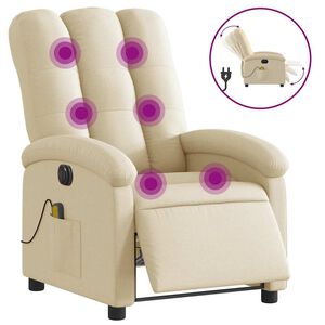 vidaXL Električni masažni naslonjač od tkanine krem