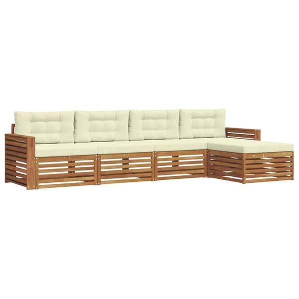 vidaXL Set vanjskih sofa s jastukom 5 pcs Prirodna i krem
