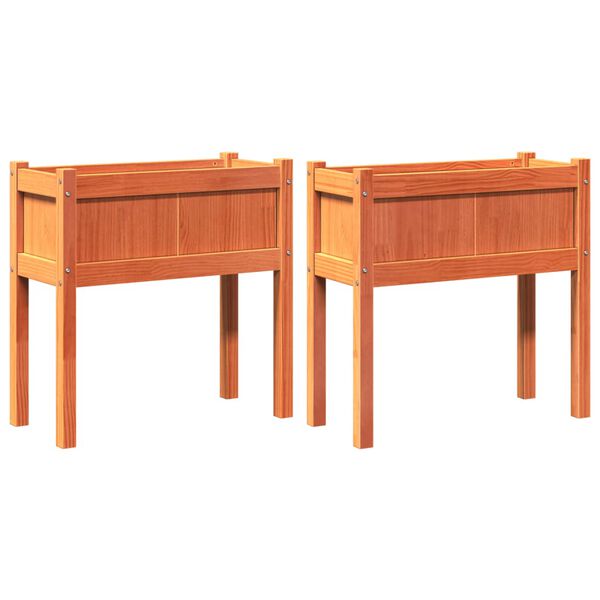 vidaXL Vrtne sadilice s nogama 2 kom vo&scaron;tano smeđe od masivne borovine