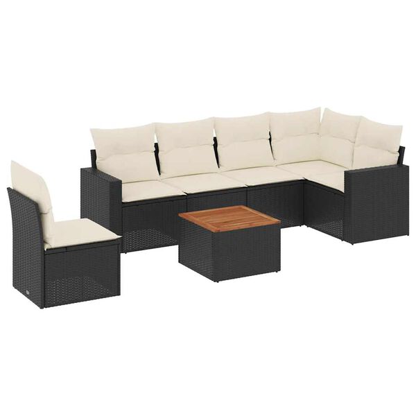 vidaXL 7-dijelni set vrtnih sofa od poliratana s jastucima crni