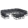vidaXL Sjedeća garnitura za vrt s jastukom 13 pcs Crna Aluminij