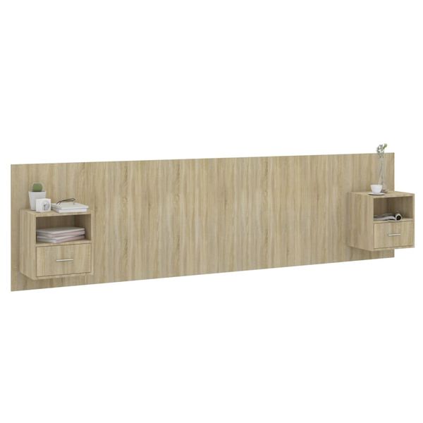 vidaXL Uzglavlje za krevet s ormarićima boja hrasta konstruirano drvo