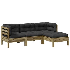 vidaXL 4-dijelni set vrtnih sofa s jastucima od impregnirane borovine