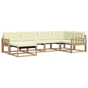 vidaXL Set vanjskih sofa 6 kom. Bijela i krem Čvrsto drvo akacije