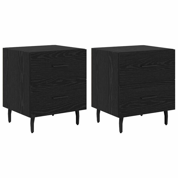 vidaXL Noćni ormar s ladicama 2 pcs Crni hrast 40 x 35 x 47,5 cm