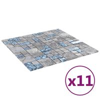 vidaXL Pločice s mozaikom 11 kom sivo-plave 30 x 30 cm staklene