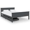 vidaXL Okvir za krevet s 2 ladice tamnosivi 160 x 200 cm od borovine