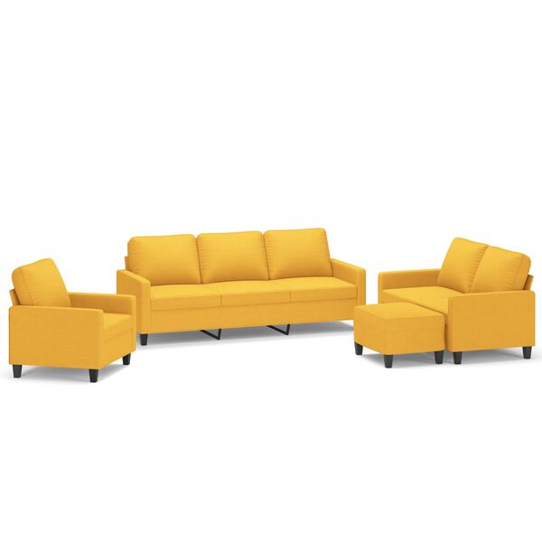 vidaXL 4-dijelni set sofa s jastucima svjetložuti od tkanine