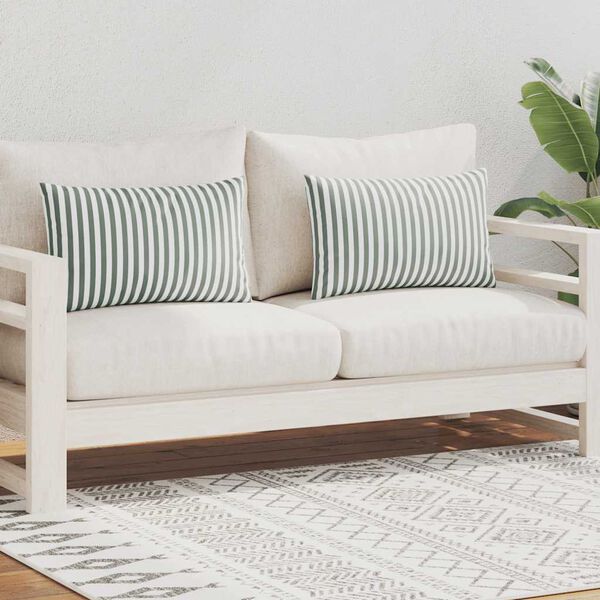vidaXL Vrtni jastuci s prugastim uzorkom 2 kom 60 x 40 cm sivi