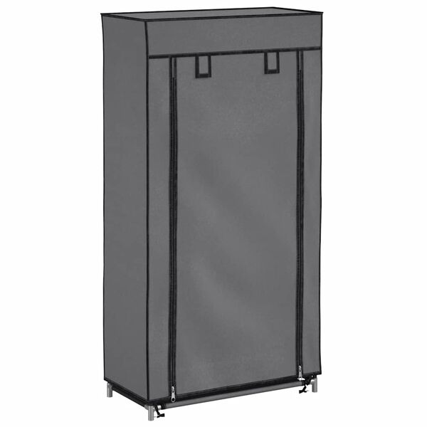 282430 vidaXL Shoe Cabinet with Cover Grey 58x28x106 cm Fabric