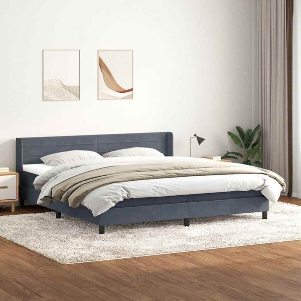 vidaXL Box spring krevet s madracem tamnosivi 180x220 cm bar&scaron;unasti