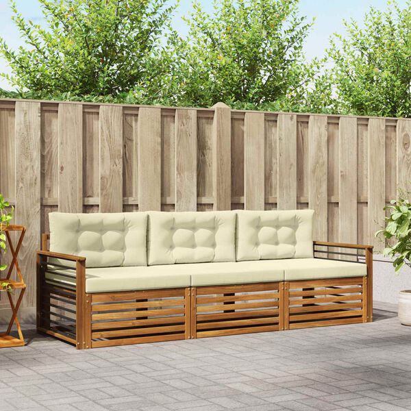 vidaXL Set vanjskih sofa s jastukom 3 pcs Prirodna i krem