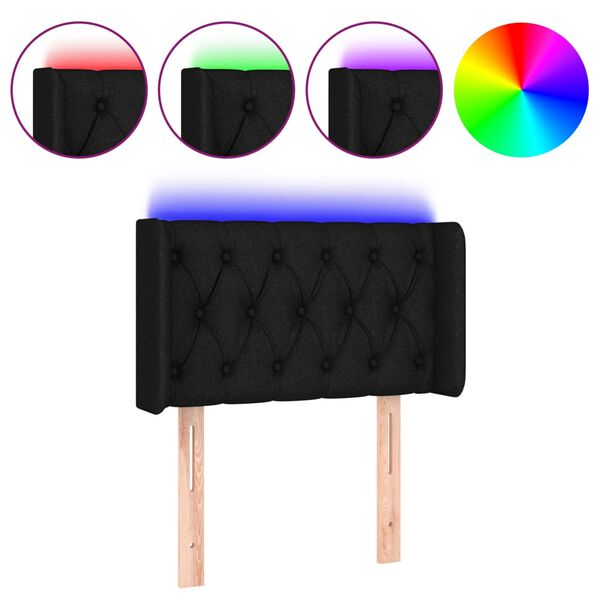 vidaXL LED uzglavlje crno 83x16x78/88 cm od tkanine