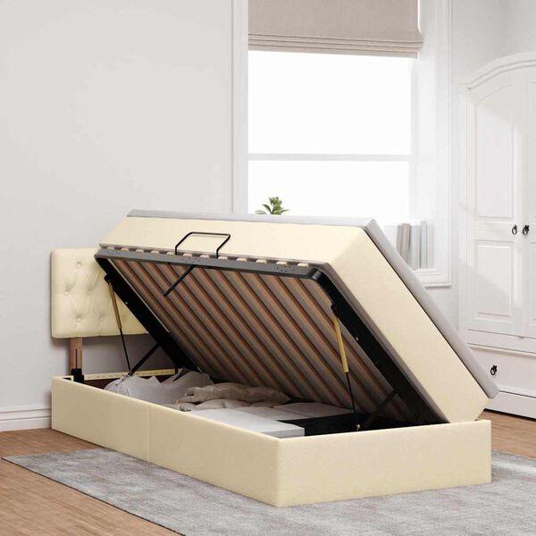 vidaXL Krevet s madracem i skladi&scaron;tem s madracem Krema 90 x 190 cm