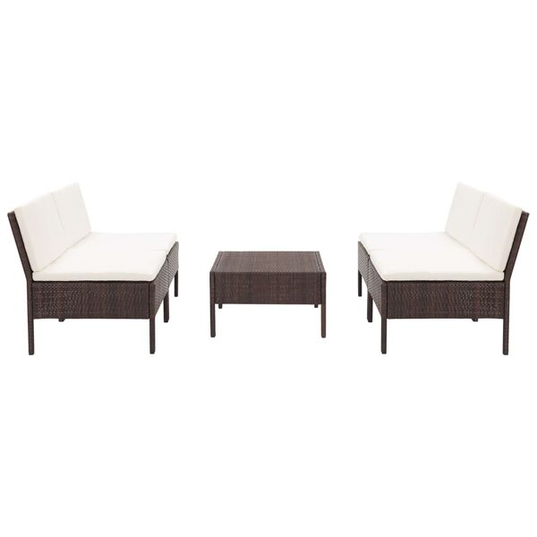 vidaXL 5-dijelna vrtna garnitura od poliratana s jastucima smeđa