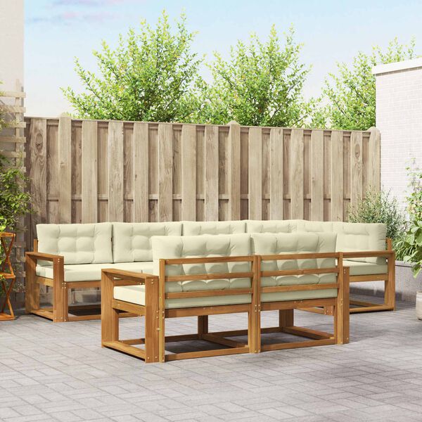 vidaXL Set vanjskih sofa s jastukom 7 pcs Prirodna i krem