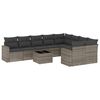 vidaXL 10-dijelni set vrtnih sofa od poliratana s jastucima sivi