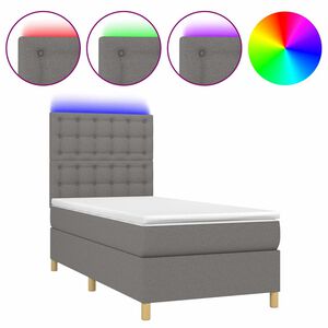 vidaXL Krevet box spring s madracem LED tamnosivi 80 x 200 cm tkanina