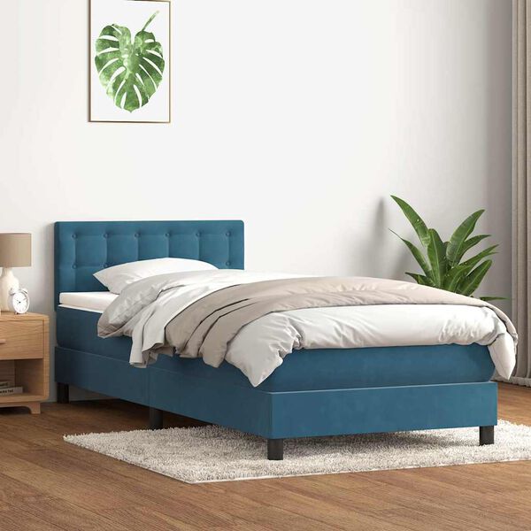 vidaXL Box spring krevet s madracem tamnoplavi 100x210 cm bar&scaron;unasti