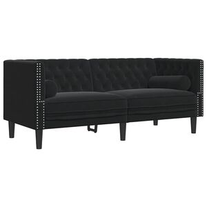 vidaXL Dvosjed Chesterfield s jastučićima crni bar&scaron;unasti