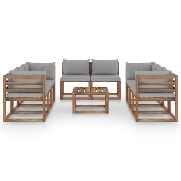 vidaXL 9-dijelna vrtna garnitura sa sivim jastucima