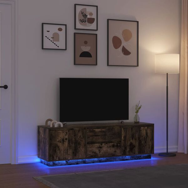 vidaXL TV ormarić s LED svjetlima boja dimljenog hrasta 160,5x41x50 cm