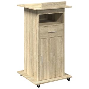 vidaXL Govornica s kotačima i ladicom boja hrasta 55x55x107 cm drvena