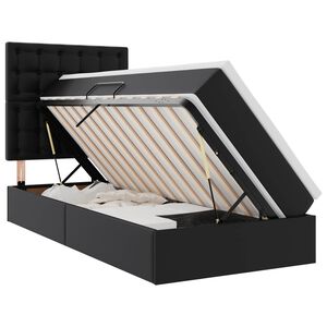 vidaXL Krevet s od storage s uzglavljem Crna 90 x 190 cm Lažna koža