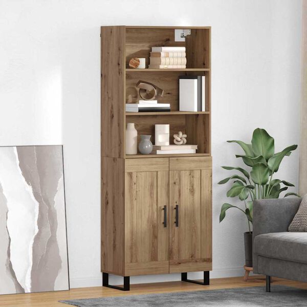 vidaXL Highboard Umjetnički hrast 69,5 x 34 x 180 cm Konstruirano drvo