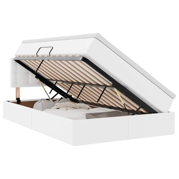 vidaXL Krevet s prostorom za pohranu s LED-om s madracem Čista bijela
