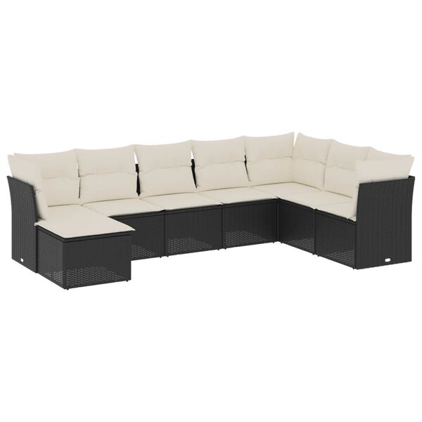 vidaXL 8-dijelni set vrtnih sofa od poliratana s jastucima crni